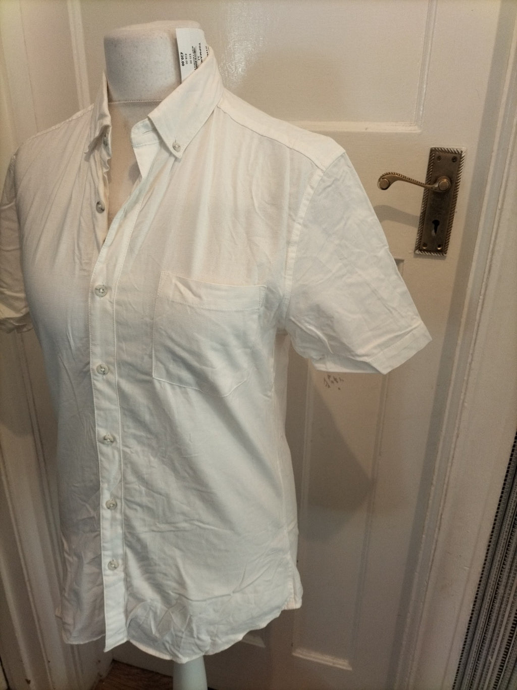 Brand New Mens Topman Size M White Stretch Short Sleeved Shirt
