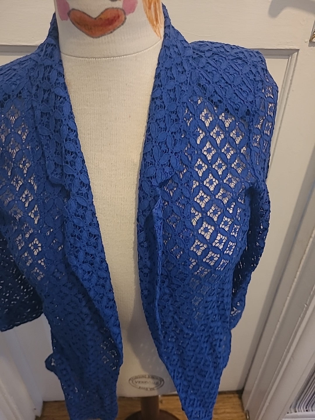 Ladies Unbranded Size Small Blue See Through Cardigan