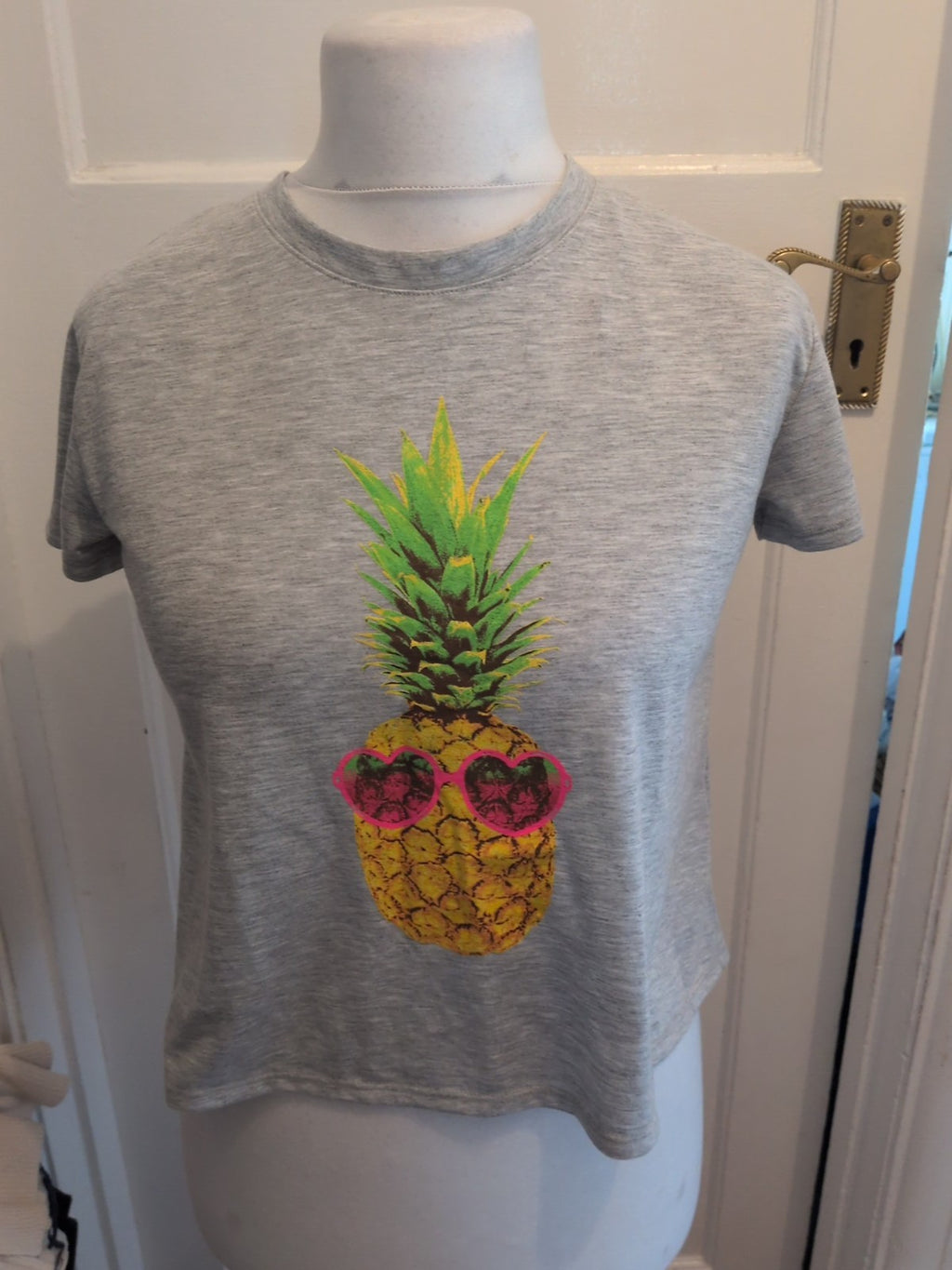 Bongo Medium Grey Pineapple Print T-shirt With Open Back