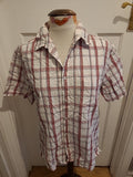 Mens French Connection Size M Pink White Check Short Sleeved Shirt