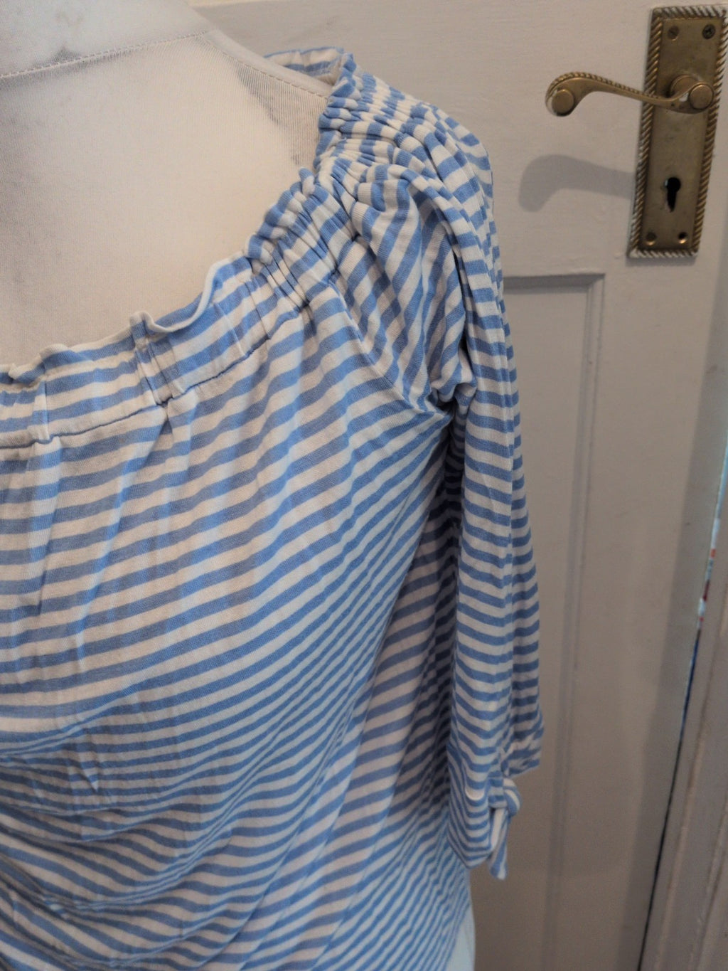 Peacocks 12 Blue Stripe Long Sleeve Blouse
