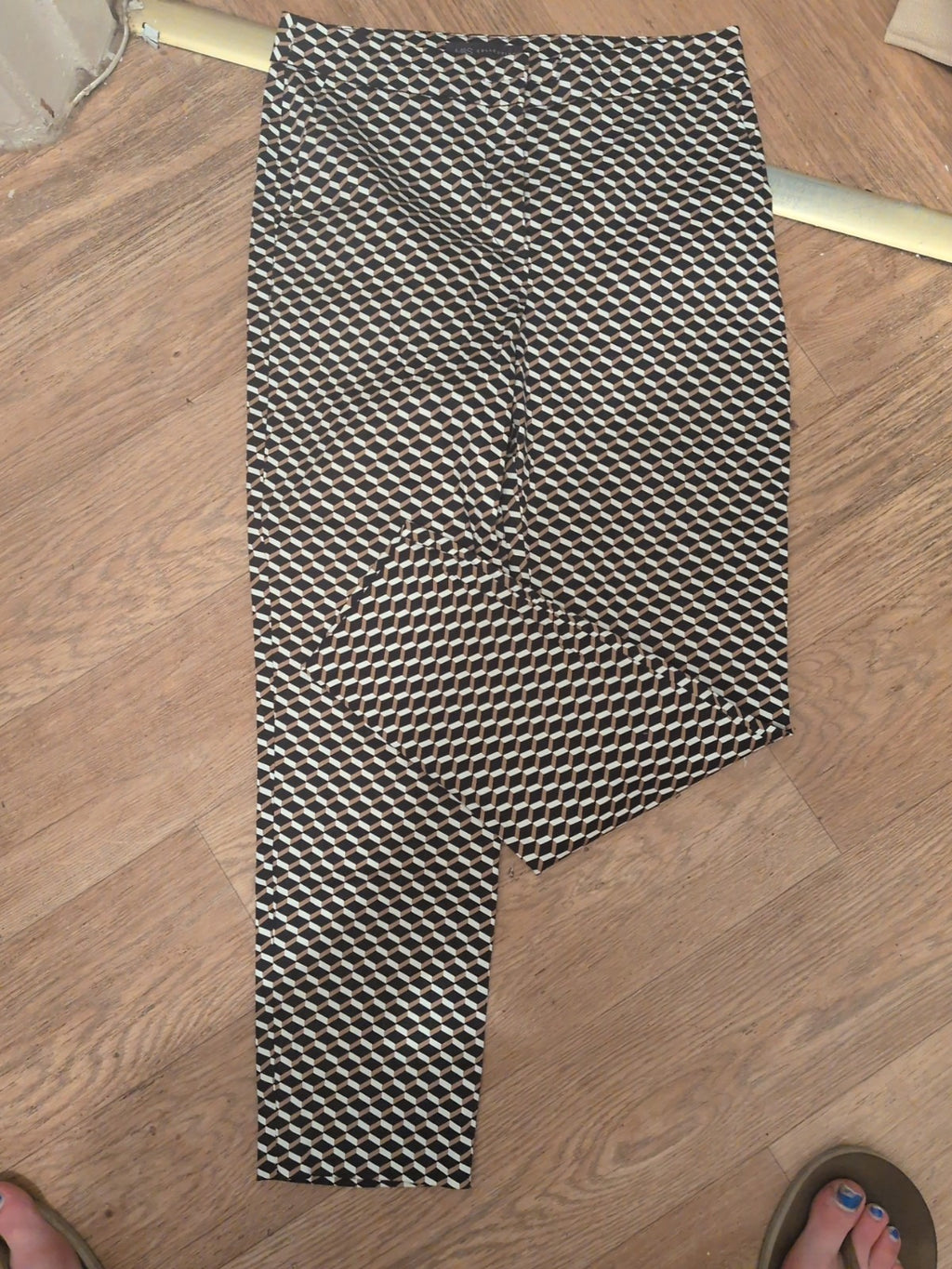 M&S Collection 10 Grey And White Diamond Pattern Trousers