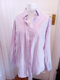 Marks And Spencer 16.5 Purple Stripe Long Sleeve Quick Iron Shirt