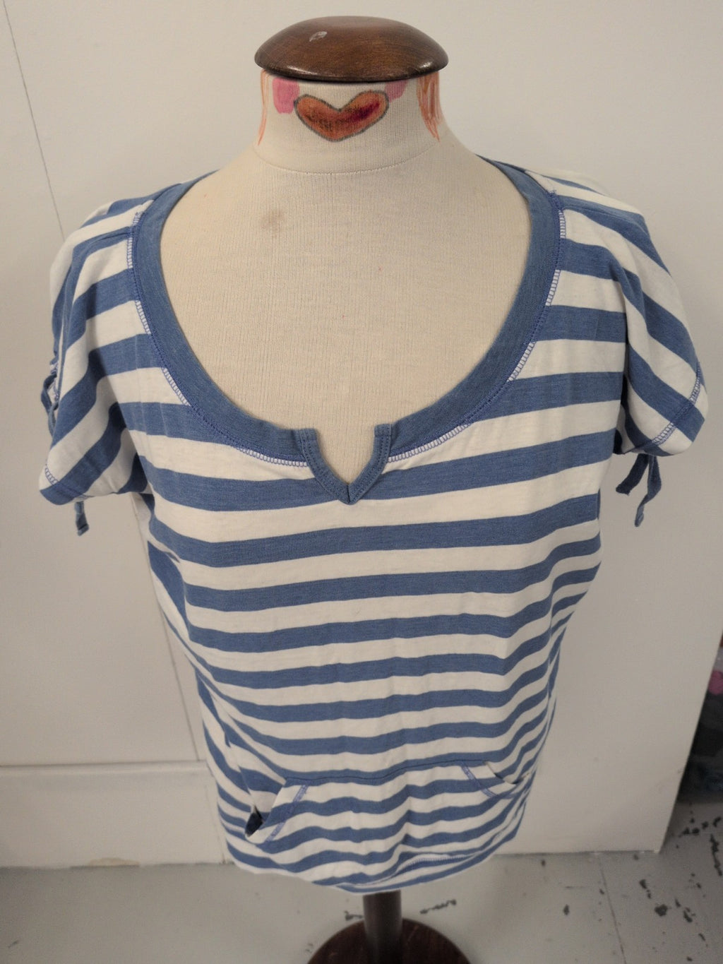 Tu 14 Blue And White Striped Cap Sleeve T-shirt