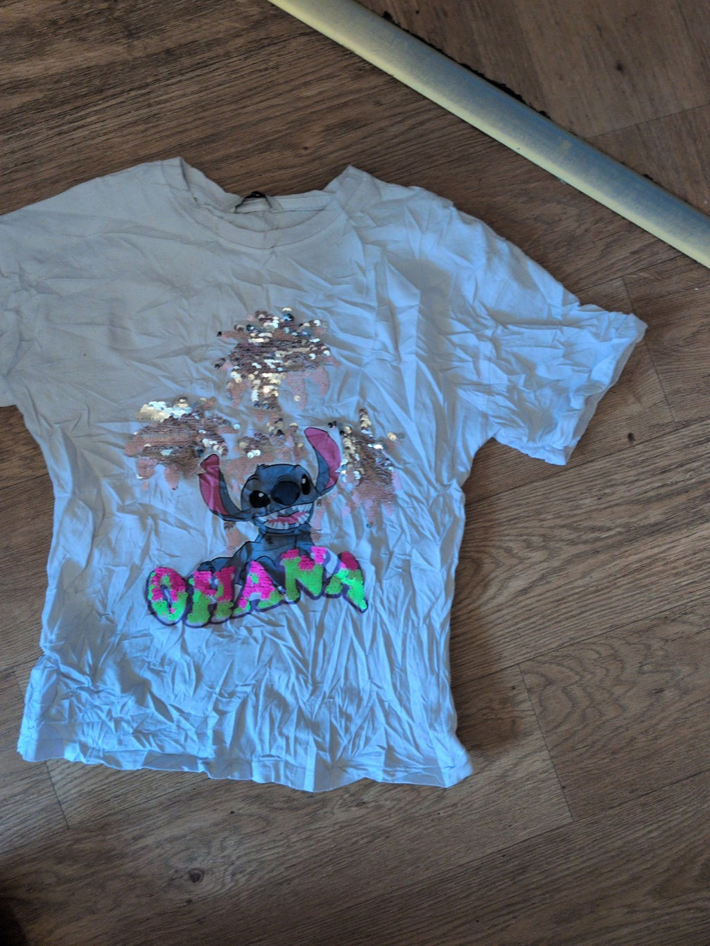 George 10-11 Years White Sequin Short Sleeve Stitch T-shirt
