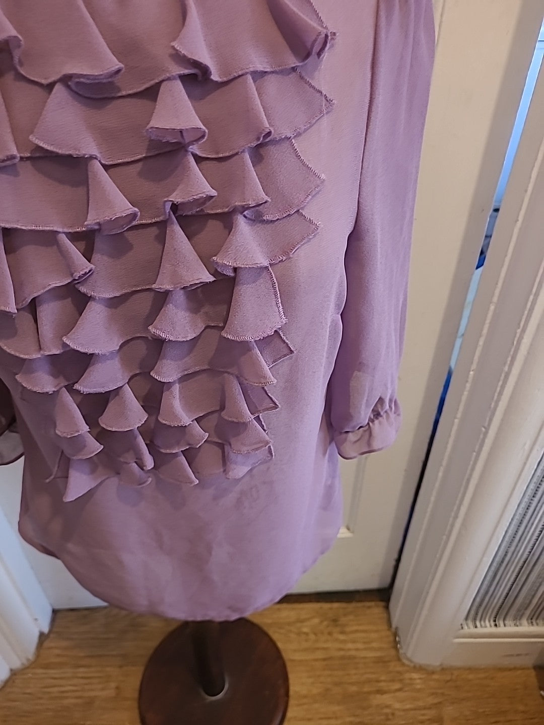 Ladies Primark Size 10 Purple Detailed Long Sleeved Blouse