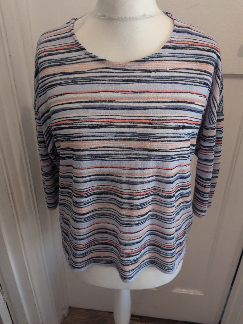 Ladies Marks And Spencer 18 Multi Abstract Stripe Half Sleeve Blouse