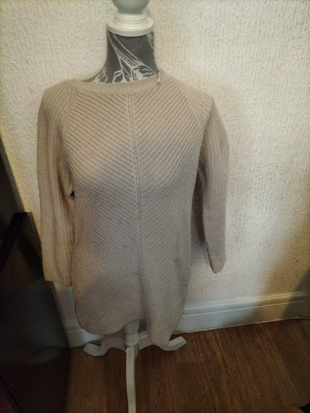 Ladies Peacocks Small Beige Pullover Jumper