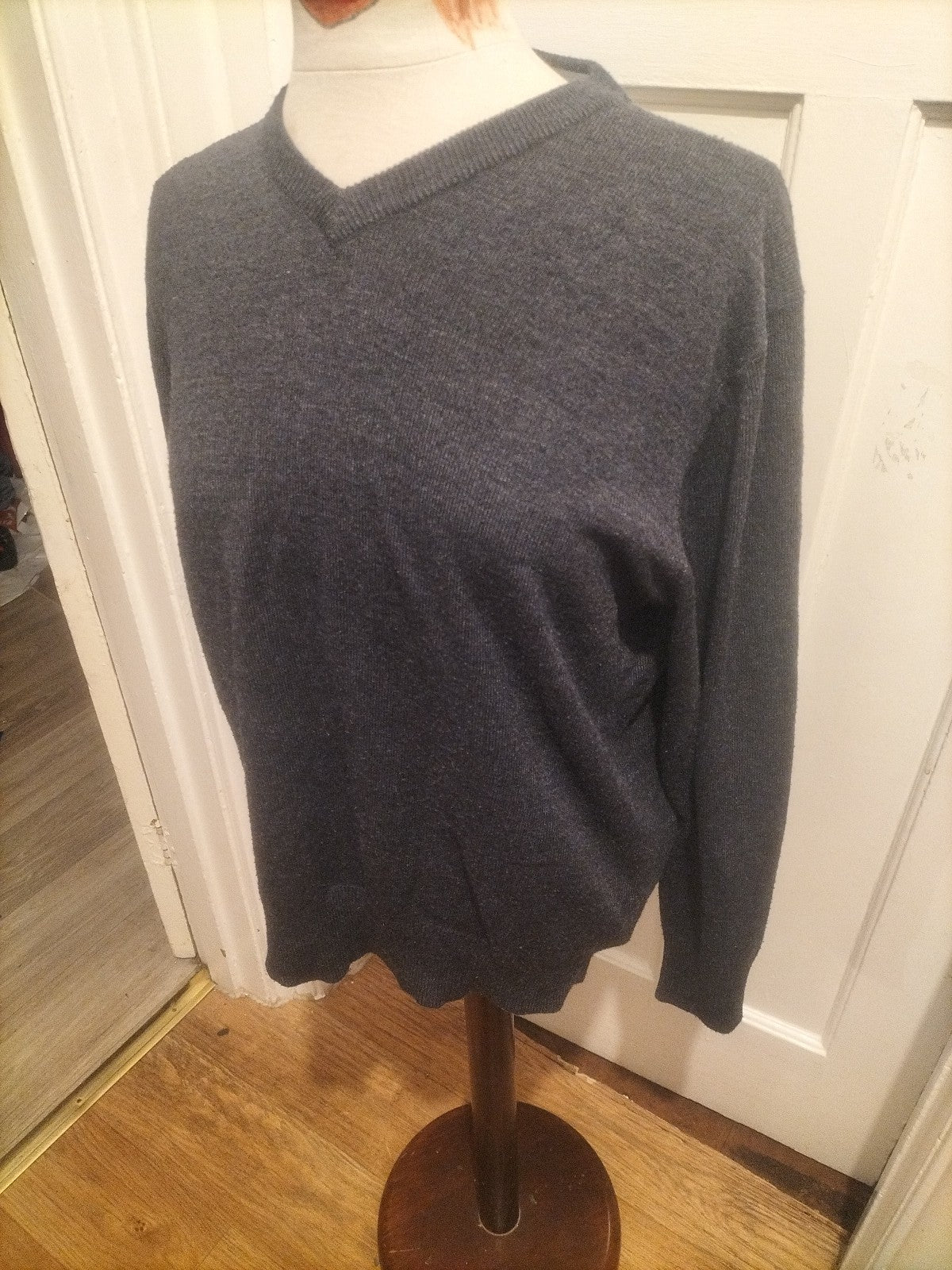 Mens Tu Size Small Grey Ribbed Pullover Jumper
