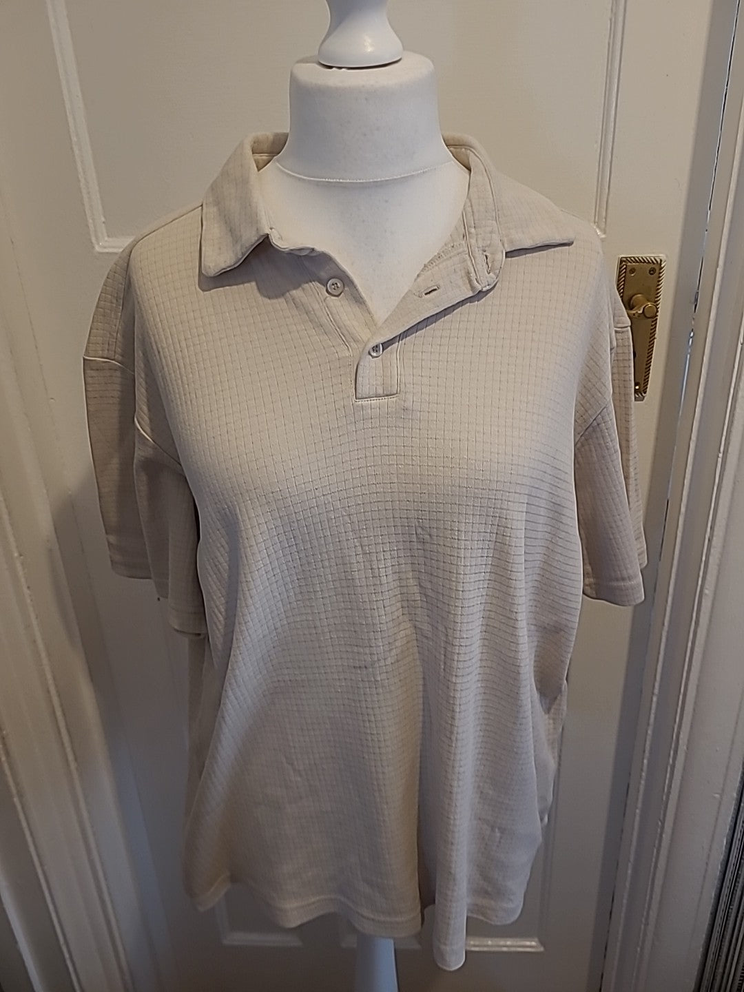 Mens Thomas Nash Size Large Stone Short Sleeved Polo
