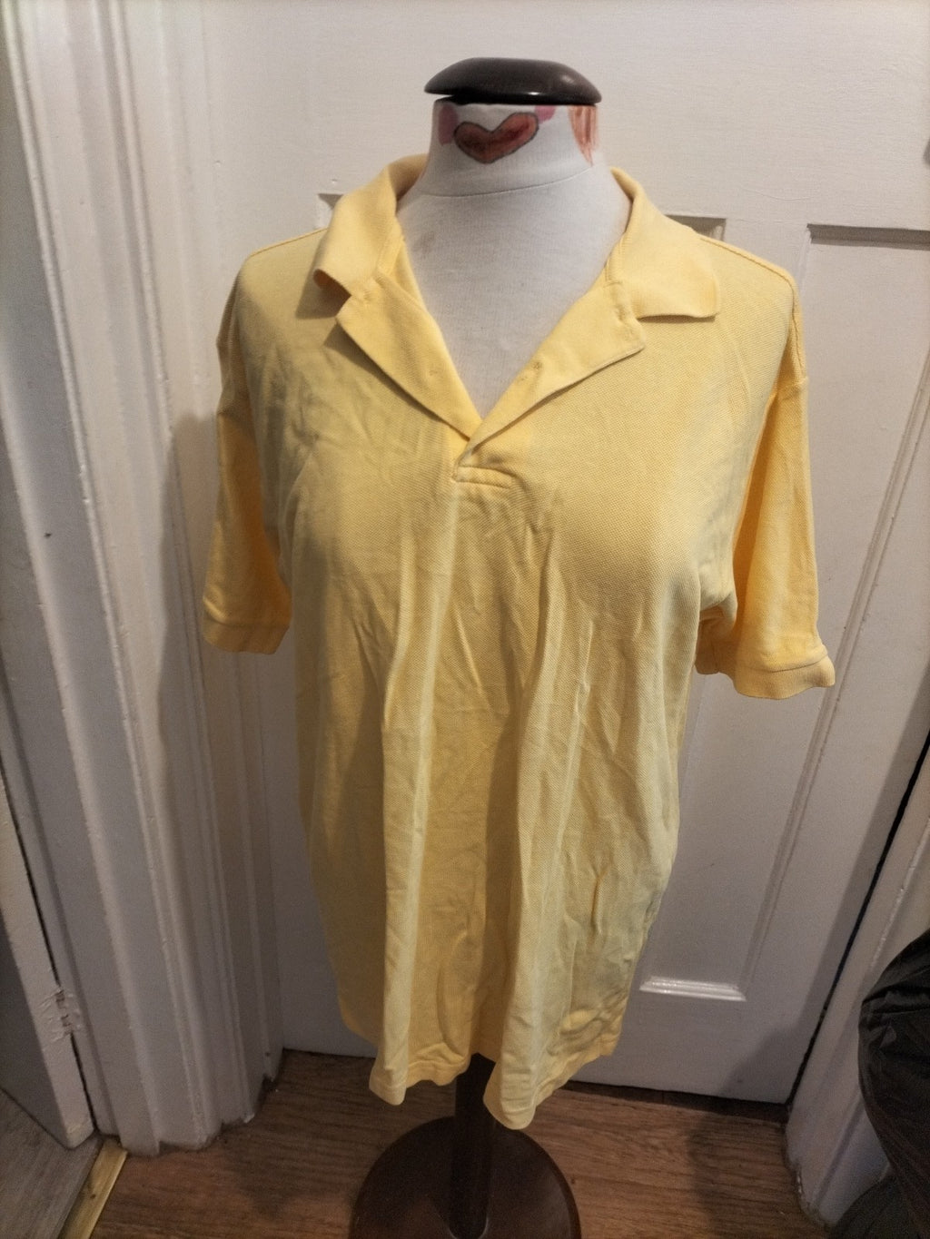Mens St Michael Size Medium Yellow Short Sleeved Polo