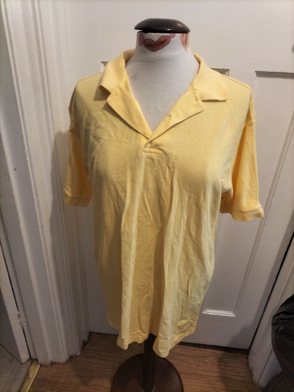 Mens St Michael Size Medium Yellow Short Sleeved Polo