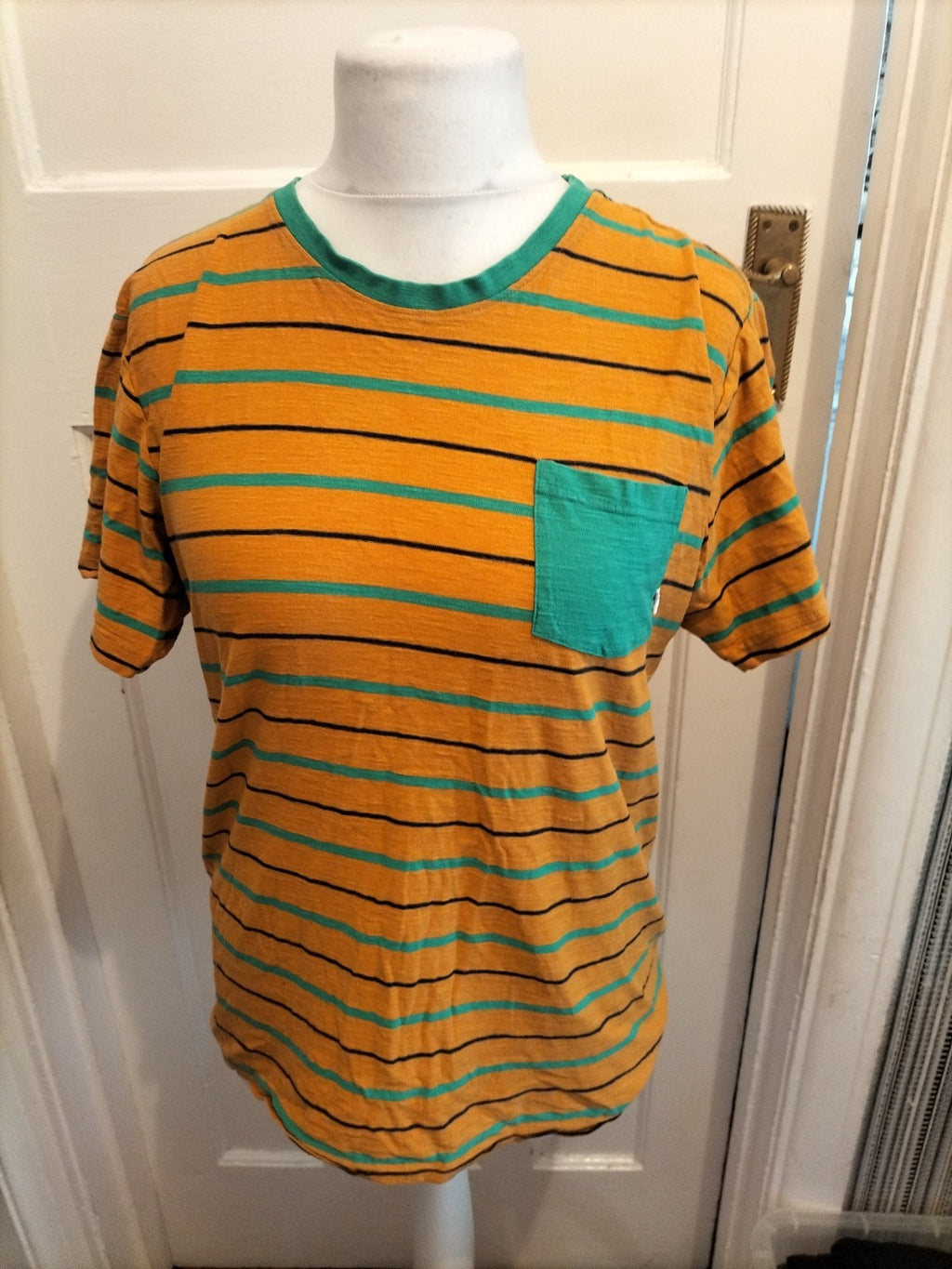 Mens Saltrock Size M Orange And Green Short Sleeved T-shirt