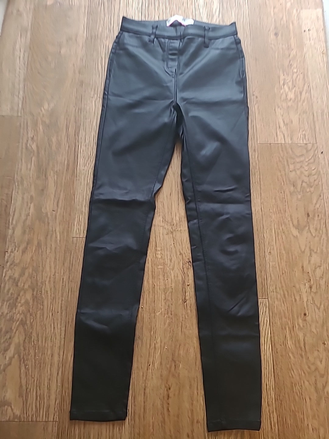 Ladies Next Size 6R Black Pleather Pull Up Leggings Mid Rise