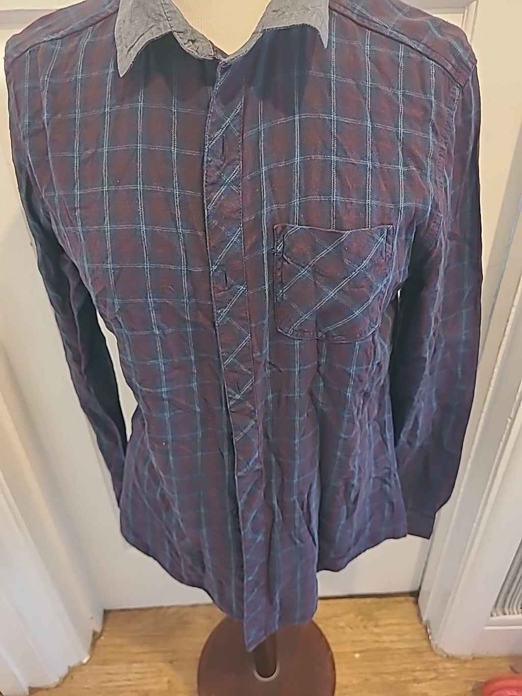 Mens Twisted Soul Size Small Tarten Check Long Sleeved Shirt