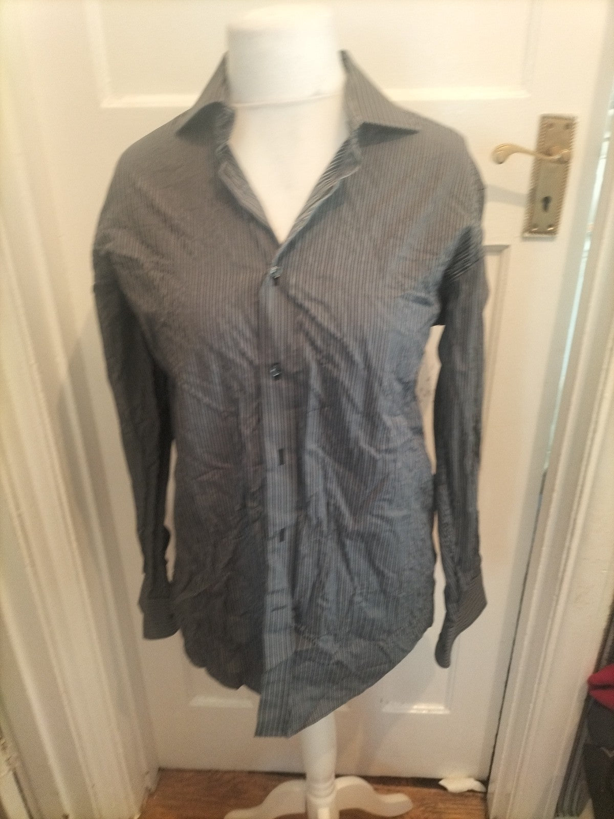 Mens Racing Green Size 15.5" Navy/Grey Two Fold 100s Cotton Shirt