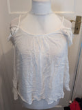Ladies Primark Size 8 White Open Shoulder Lace Detail Blouse