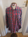 Mens C&A 16.5" Red Navy Check Long Sleeved Shirt