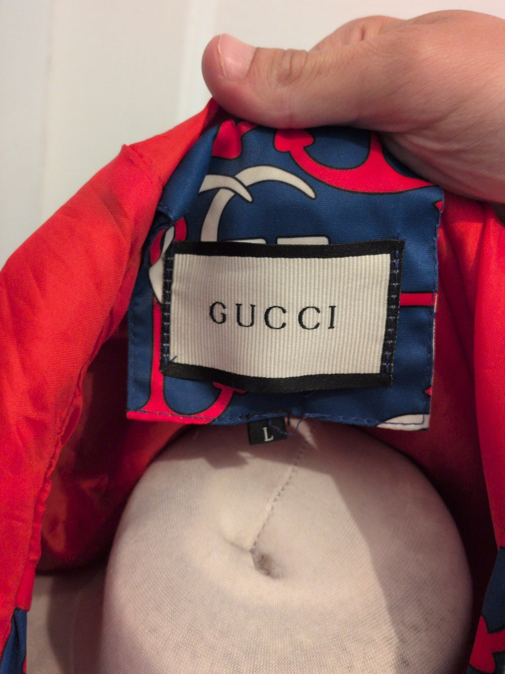 Ladies Gucci Large Blue And Red Rain Coat