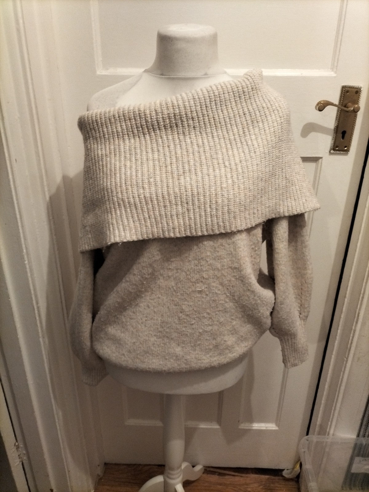 Ladies Next Size Small Winter White Roll Neck Jumper