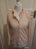 Ladies Primark Size 4-6 Pink And White Long Sleeved Pyjama Top
