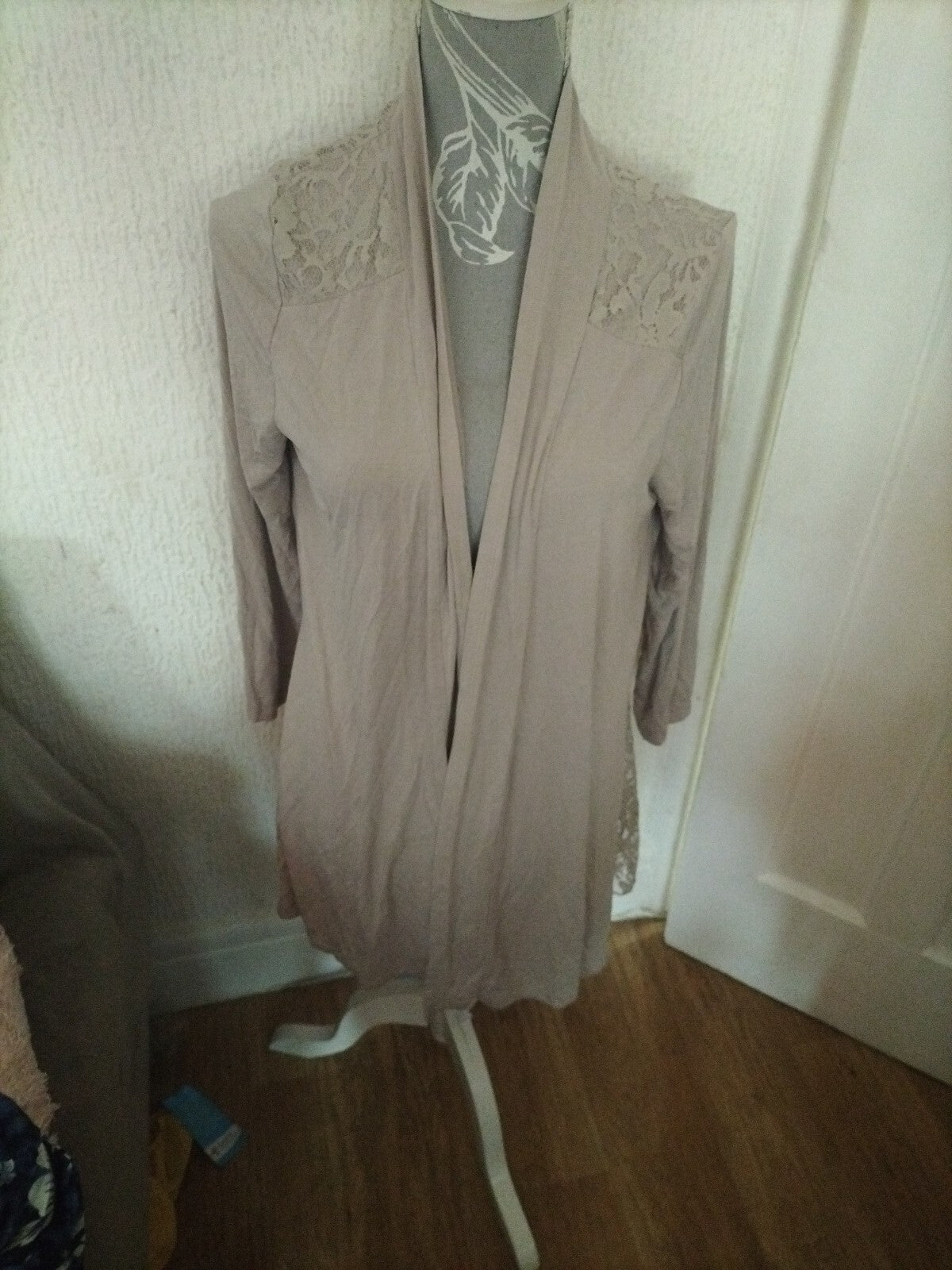 Ladies Together Size Medium Pale Brown Long Sleeve Cardigan