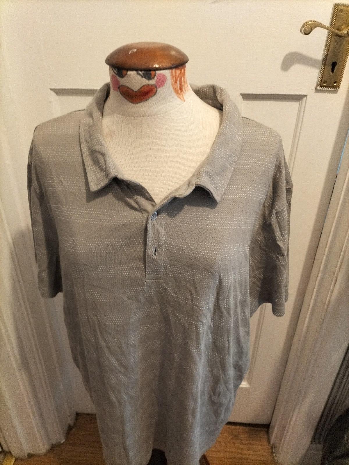 Mens Tu Size XL Grey With White Detail Pure Cotton Short Sleeved Polo