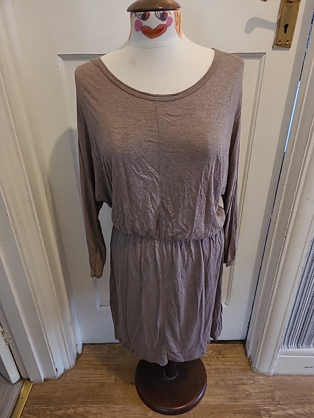 Brand new ladies h+m size medium beige mid sleeved dress