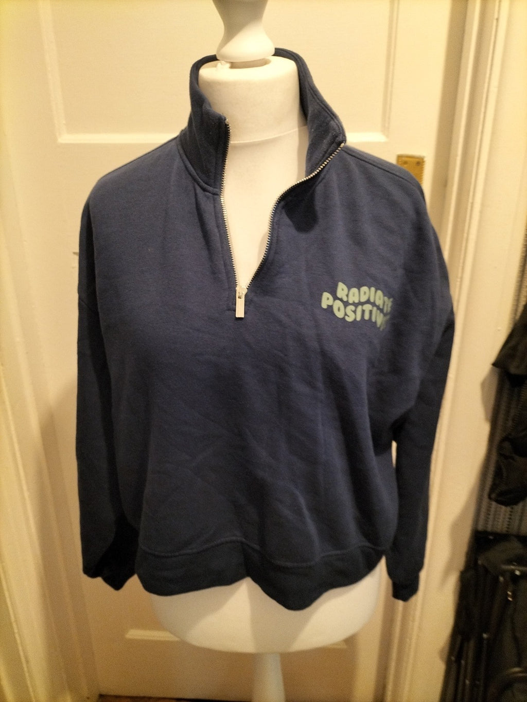 Ladies Primark Size 12-14 Navy "Radiate Positivity" Hoodie