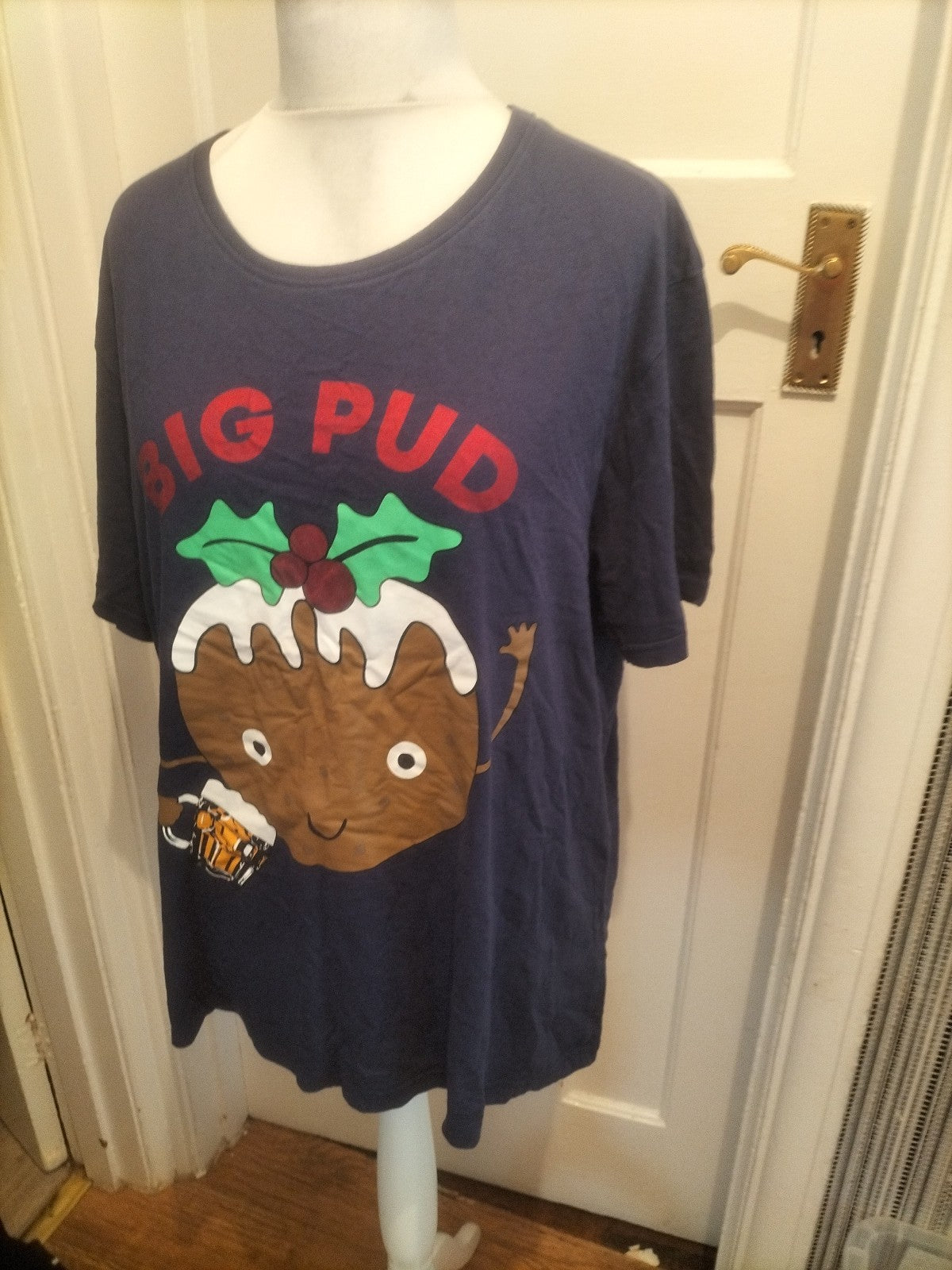 Mens M&Co Size XL Christmas Pudding Pyjama Top