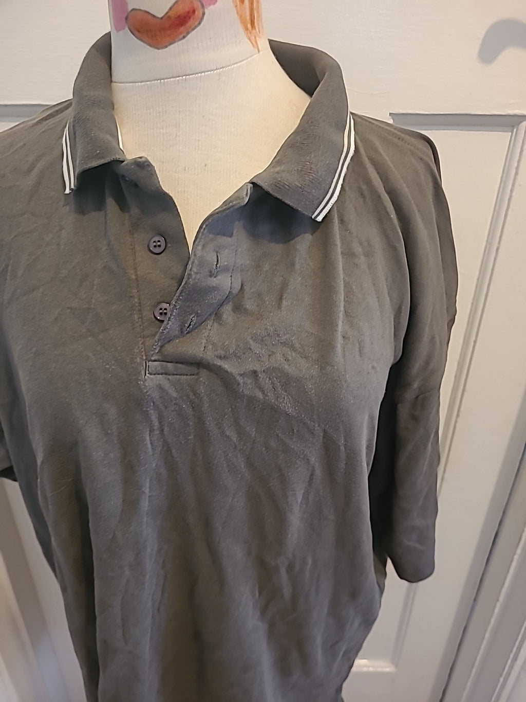 Mens Cedarwood State Size XL Grey With White Short Sleeved Polo