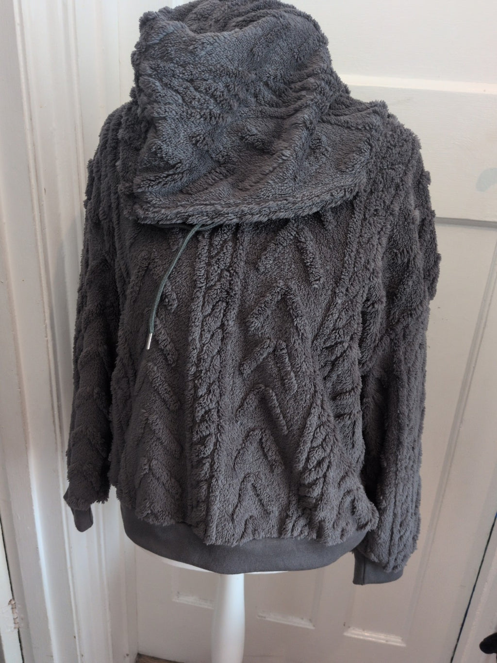 Large Dark Grey Fluffy Hooded Jumper