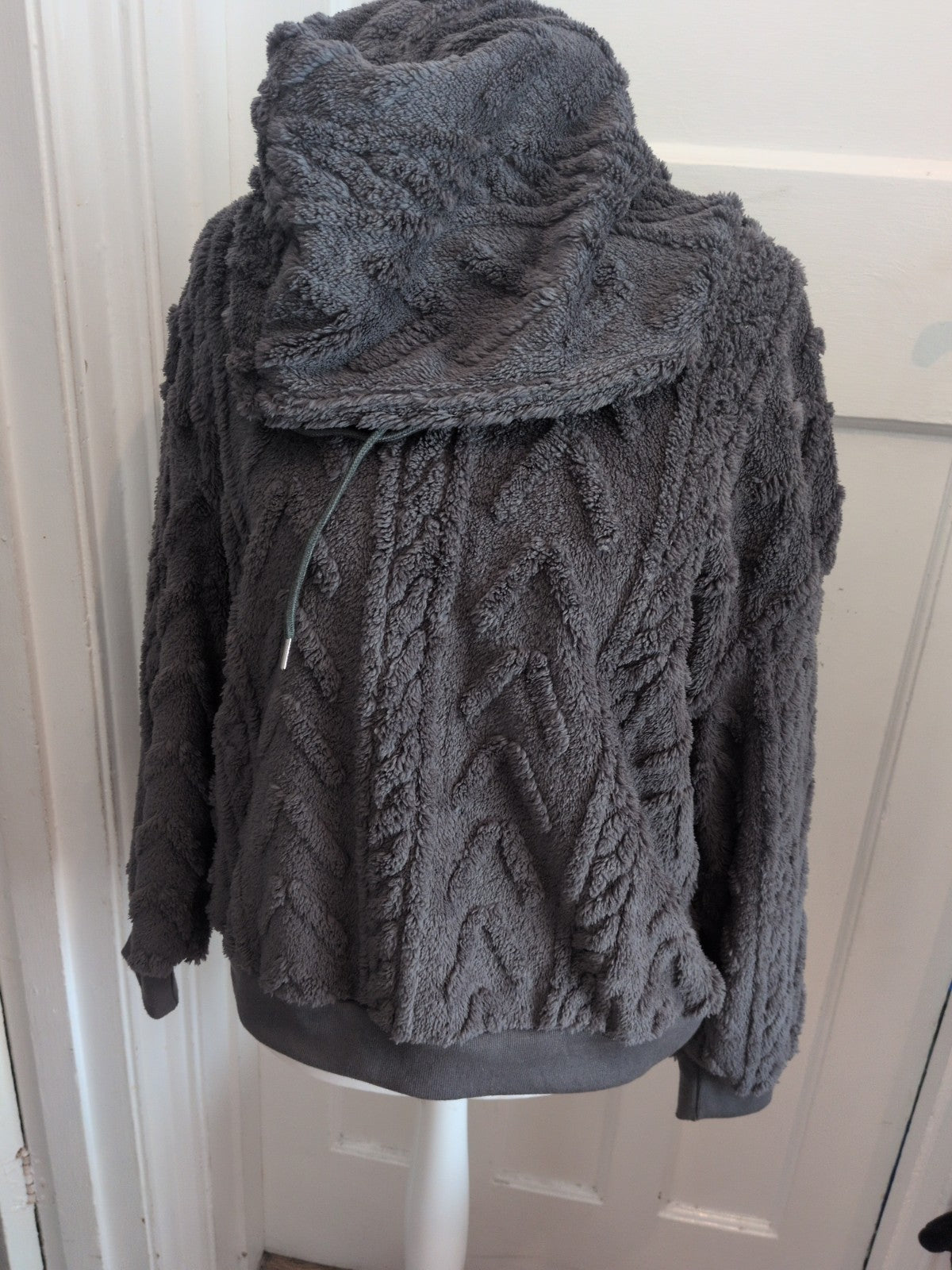 Large Dark Grey Fluffy Hooded Jumper