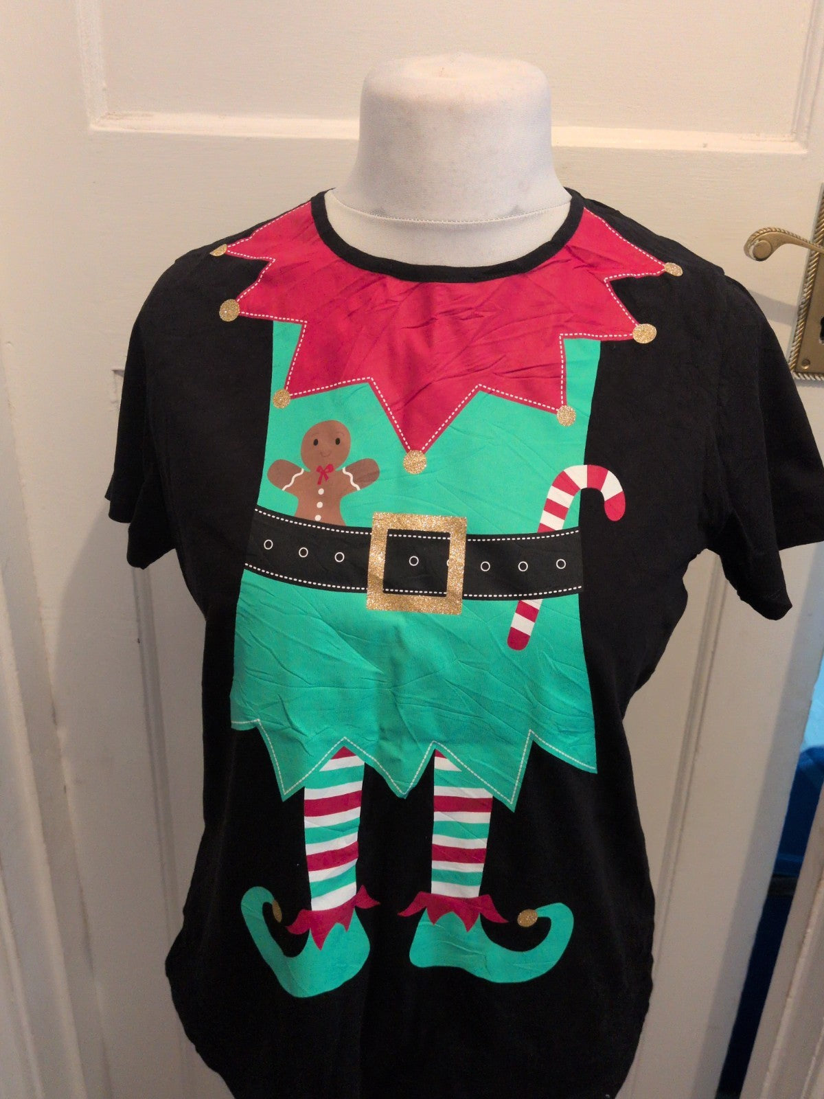 Peacocks 12 Black Stocking Print Short Sleeve T-shirt