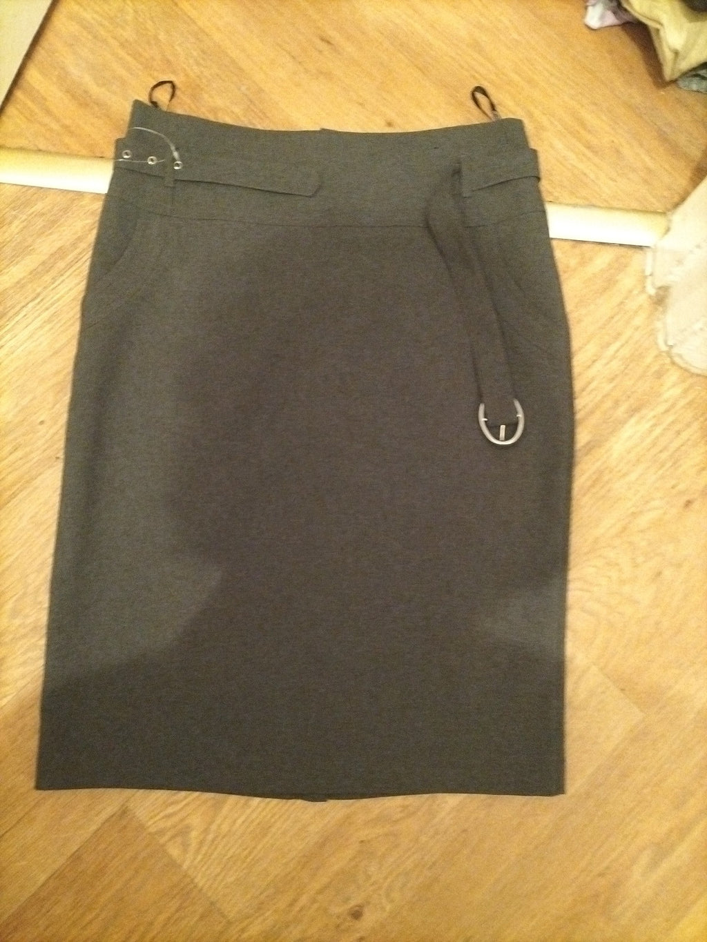 Primark 14 Grey Pencil Skirt Belted