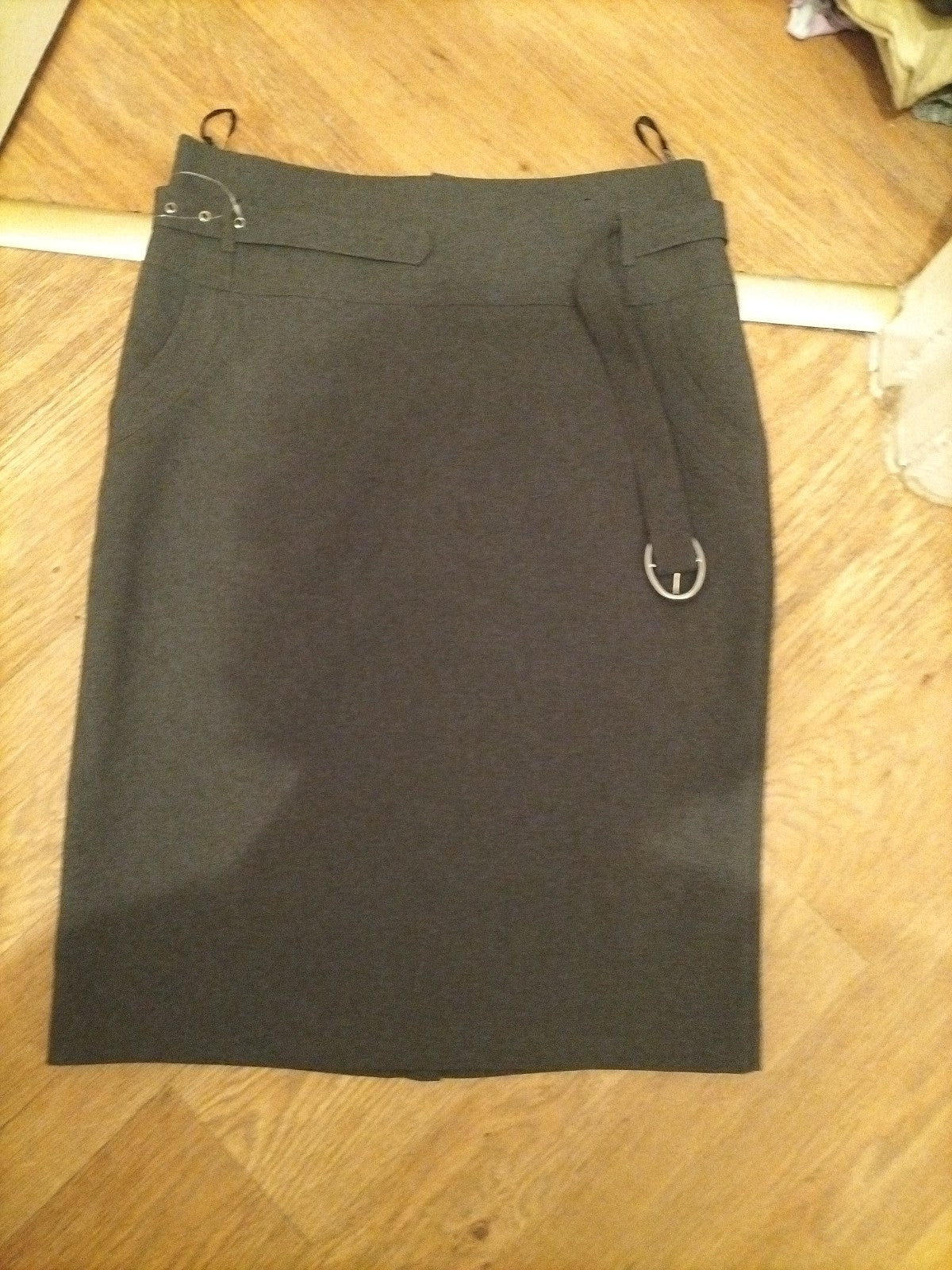 Primark 14 Grey Pencil Skirt Belted