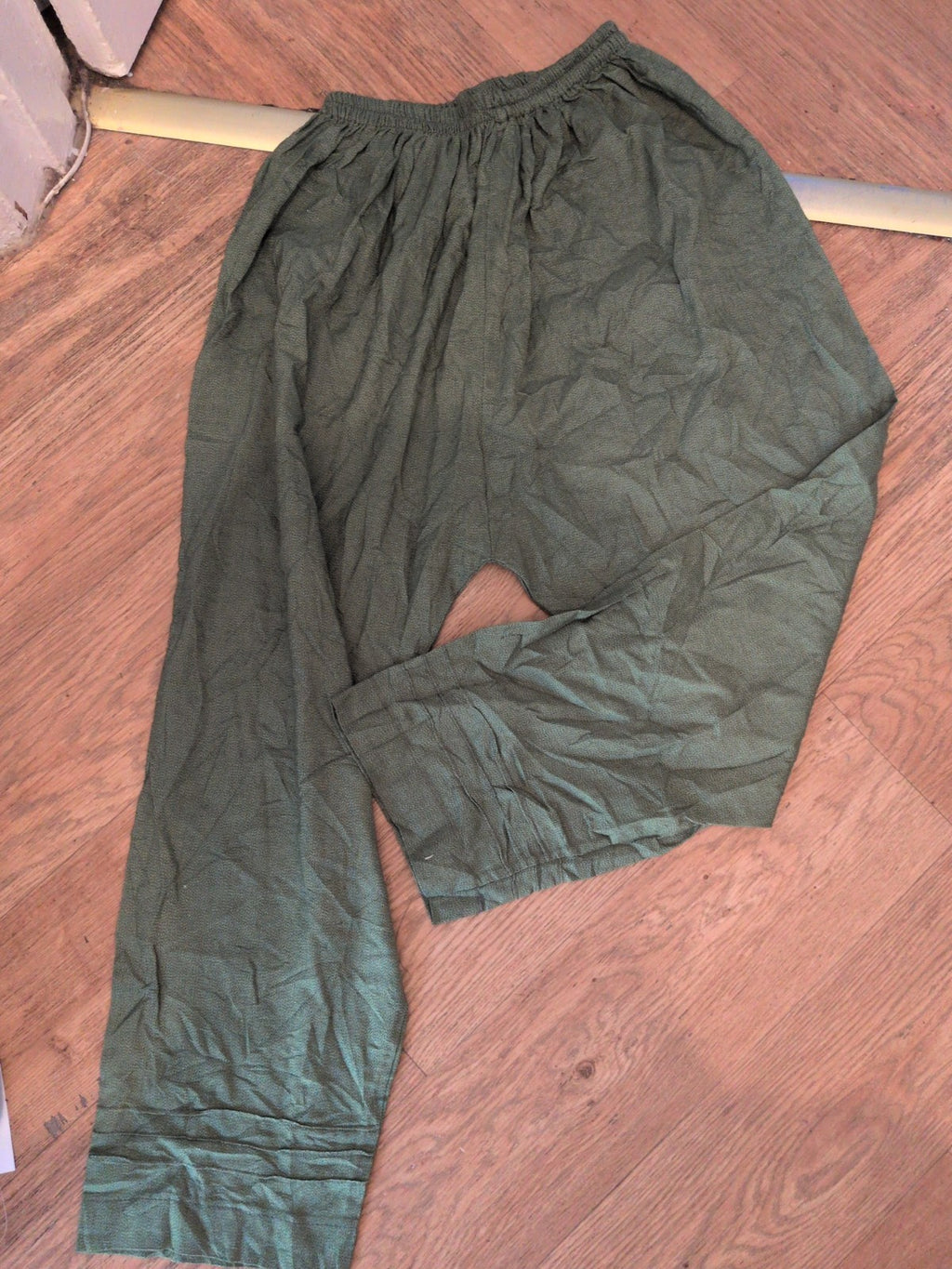 XS Green Elastic Waist Harem Trousers
