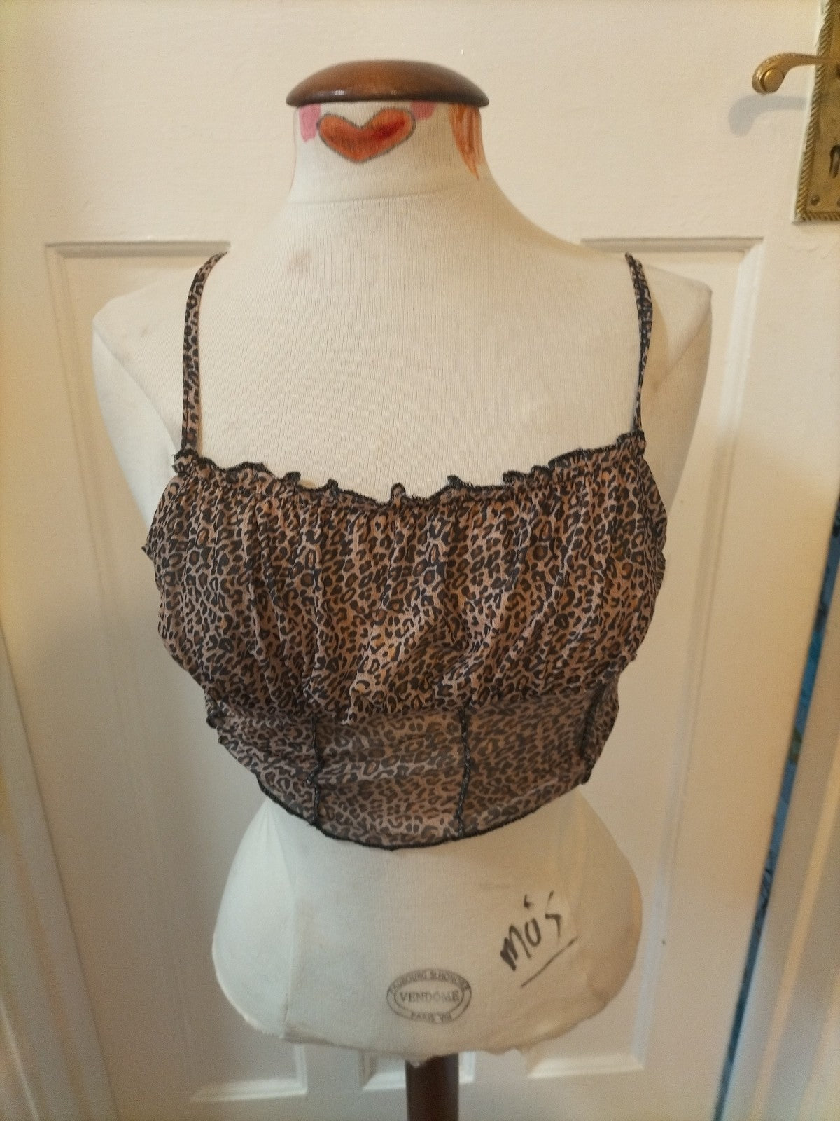 Ladies Size XS Leopard Print Sleeveless Pyjama Top