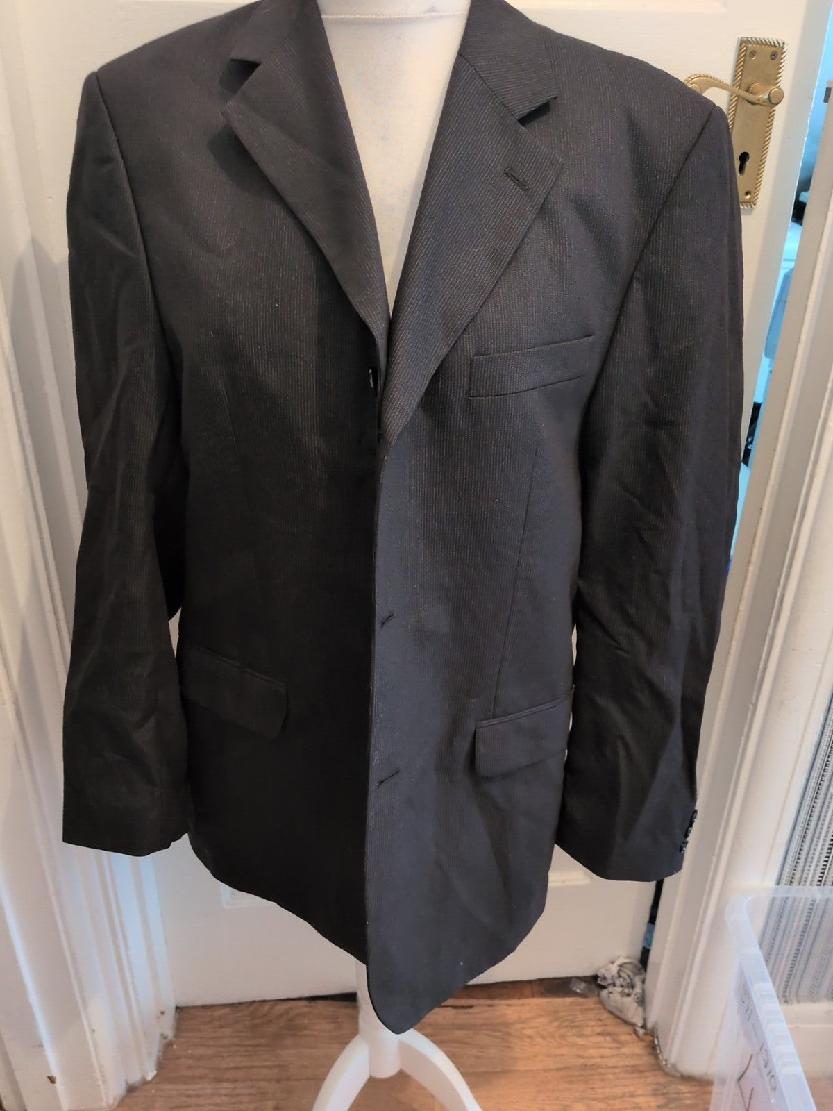 Ciro Citterio 42R Black Pinstripe Suit Jacket