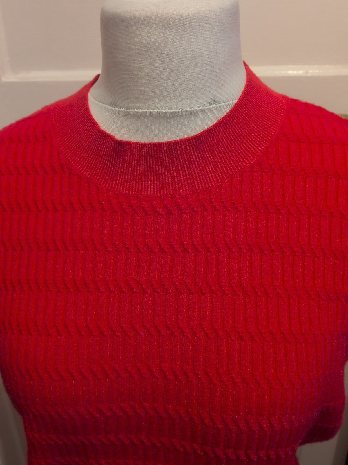Ladies Tu Size 18 Bright Prink Textured Short Sleeved Jumper