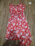Ladies Size Xs Shein Red And White Roses Chris Cross Strappy Top