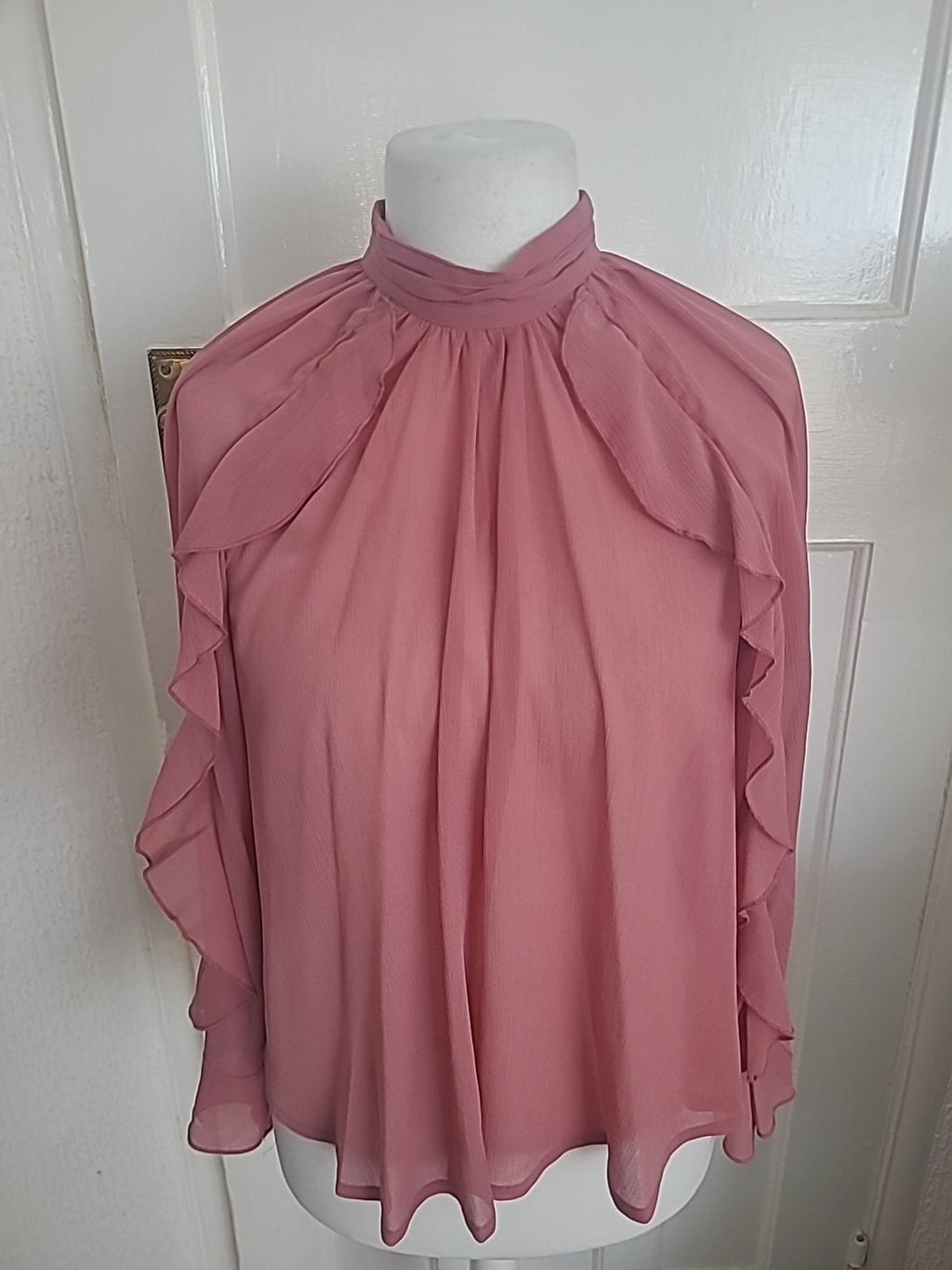 Peacocks 12 Blush Sheer Long Sleeved Blouse