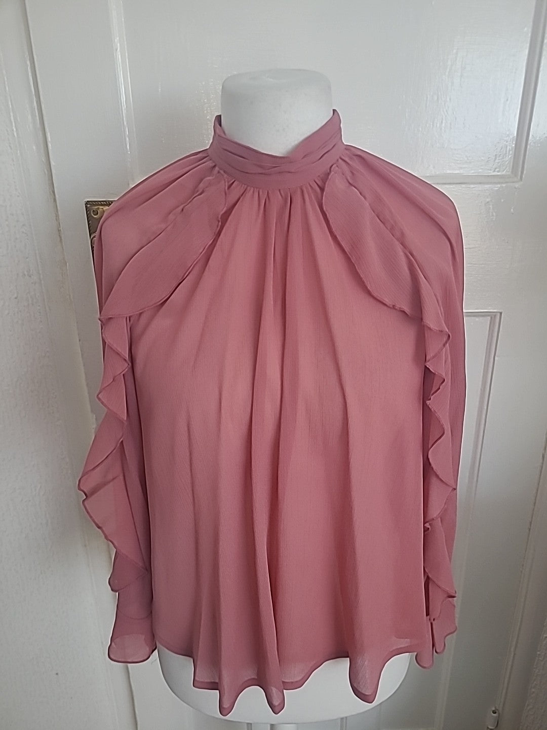 Peacocks 12 Blush Sheer Long Sleeved Blouse