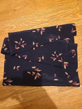 Ladies Navy/beige And Purple Floal Leaf Scarf