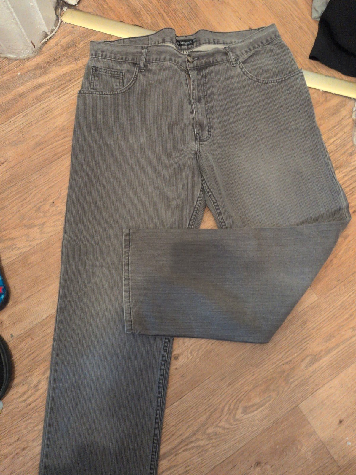Autograph 38x29 Grey Striped Straight Jeans
