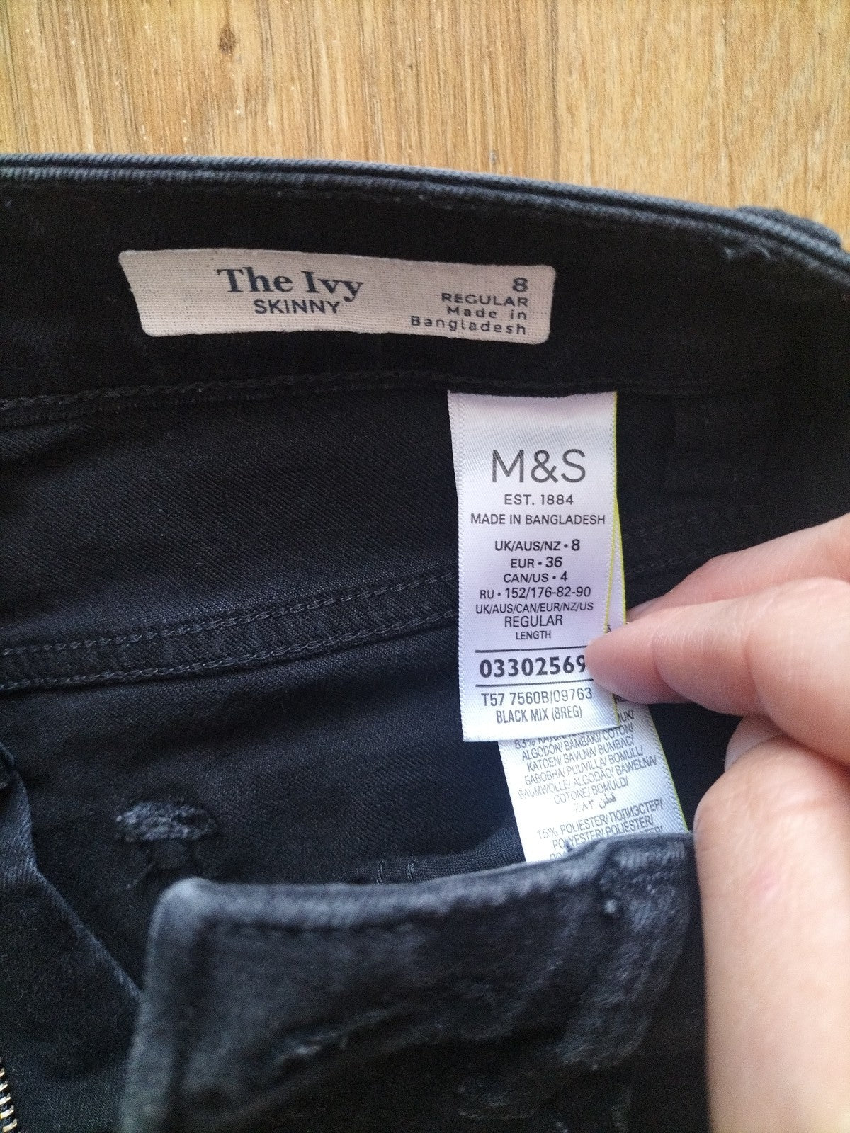 Ladies M&S Size 8 The Ivy Skinny Regular Black Jeans