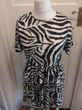 Ladies Prettylittlething 10 Zebra Print Fit And Flare Dress