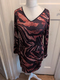 Ladies Short Dress Size Xxl [16-18] Brown And Black Long Sleeved Free Delivery