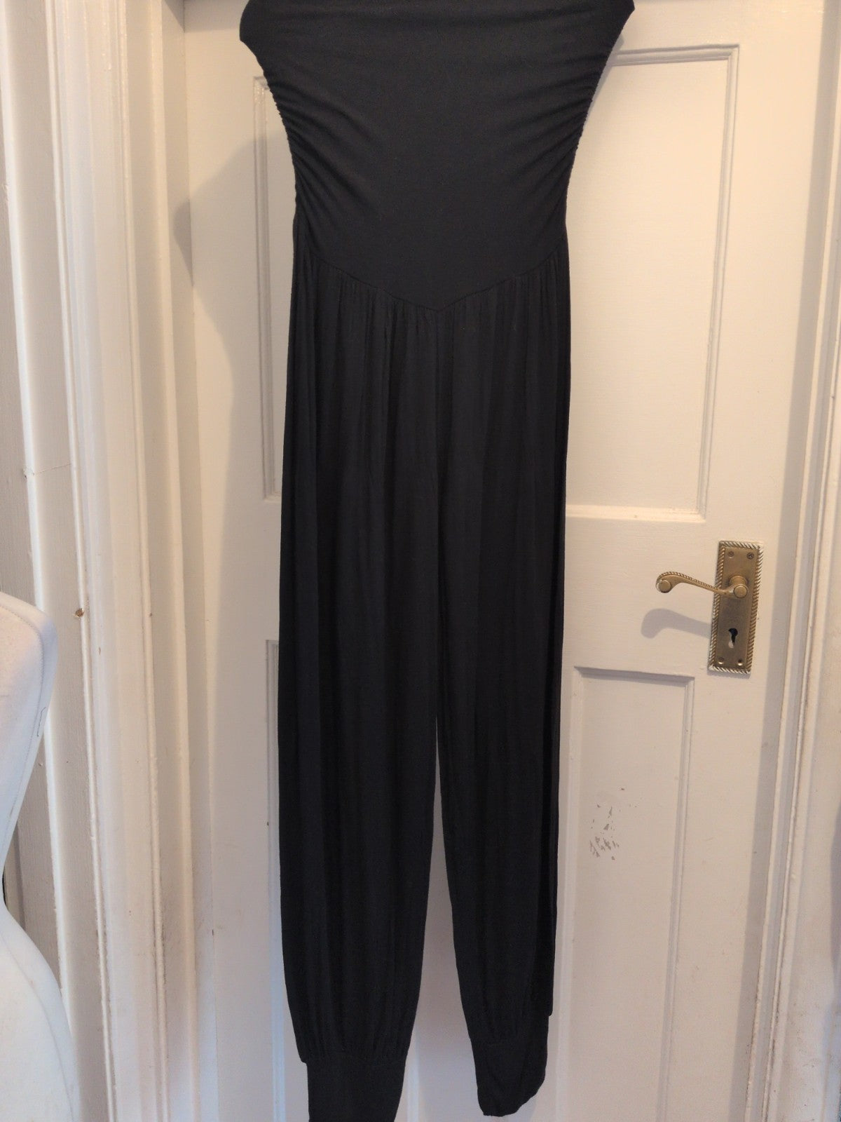 Ladies Medium Black Sleeveless Strapless Jumpsuit