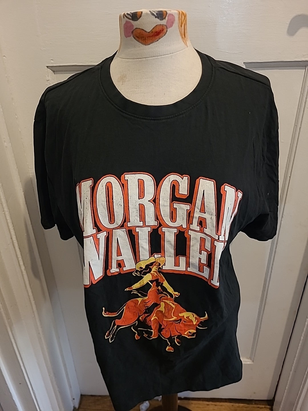 Mens Morgan Waller Size Medium Black Bull Print Tshirt
